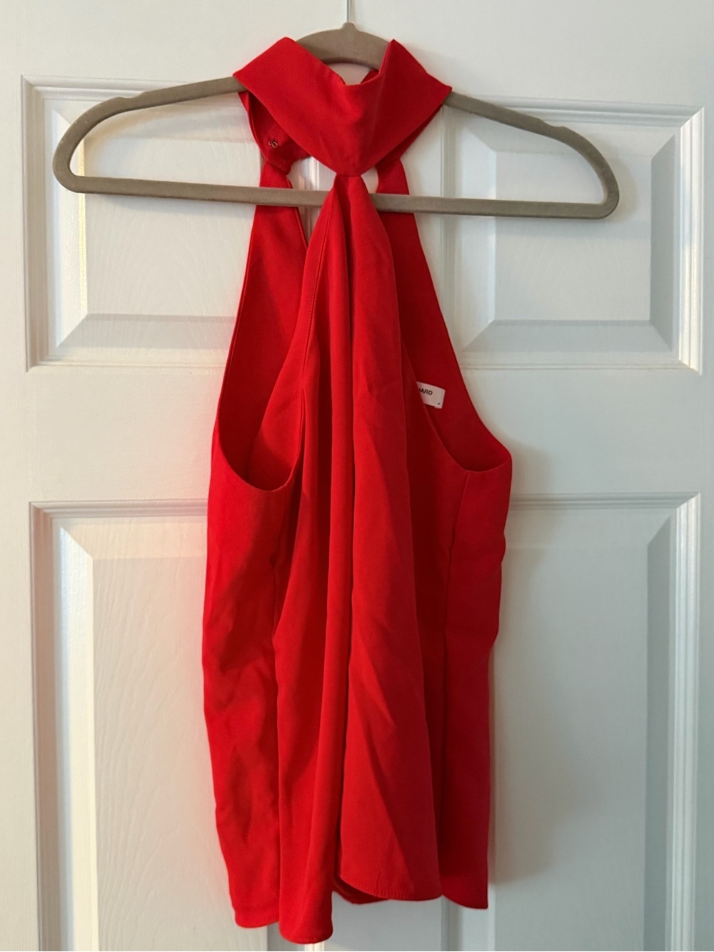 Amanda Uprichard Red Scarf Neck Halter Top Petite P Statement Blouse - Picture 2 of 6